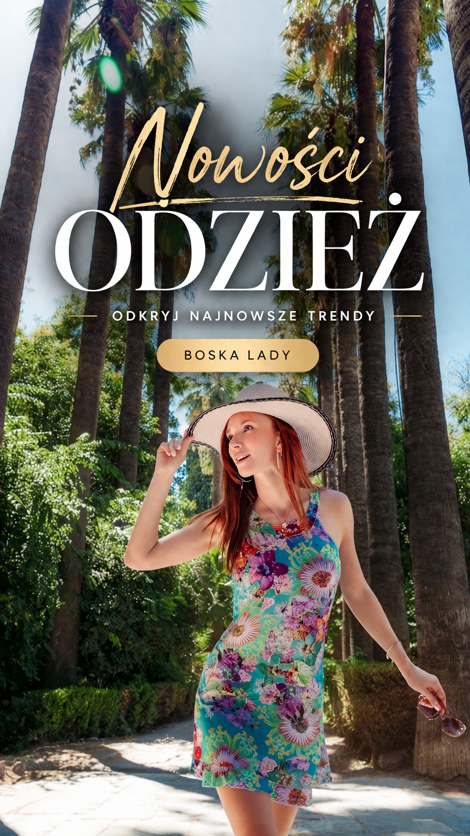 Nowości odzież damska Boska Lady – kobieta w letniej sukience w stylu casual, najnowsze trendy modowe