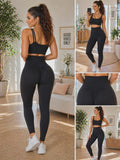 Damskie leginsy modelujące push up w kolorze czarnym, wysoka talia, elastyczny materiał podkreślający sylwetkę, idealne na trening i styl casual