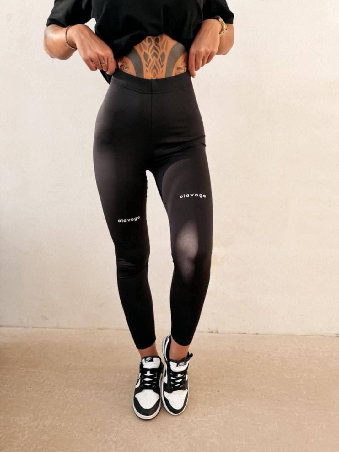 Czarne legginsy damskie Ola Voga z wysokim stanem – dopasowany krój i sportowy styl